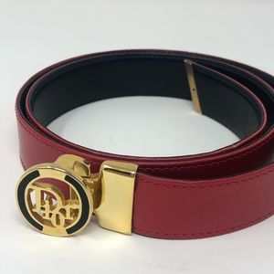 Vintage DIOR red leather belt. 26”-30”